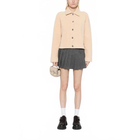 NEW BARRIE suede effect jacket in beige canvas